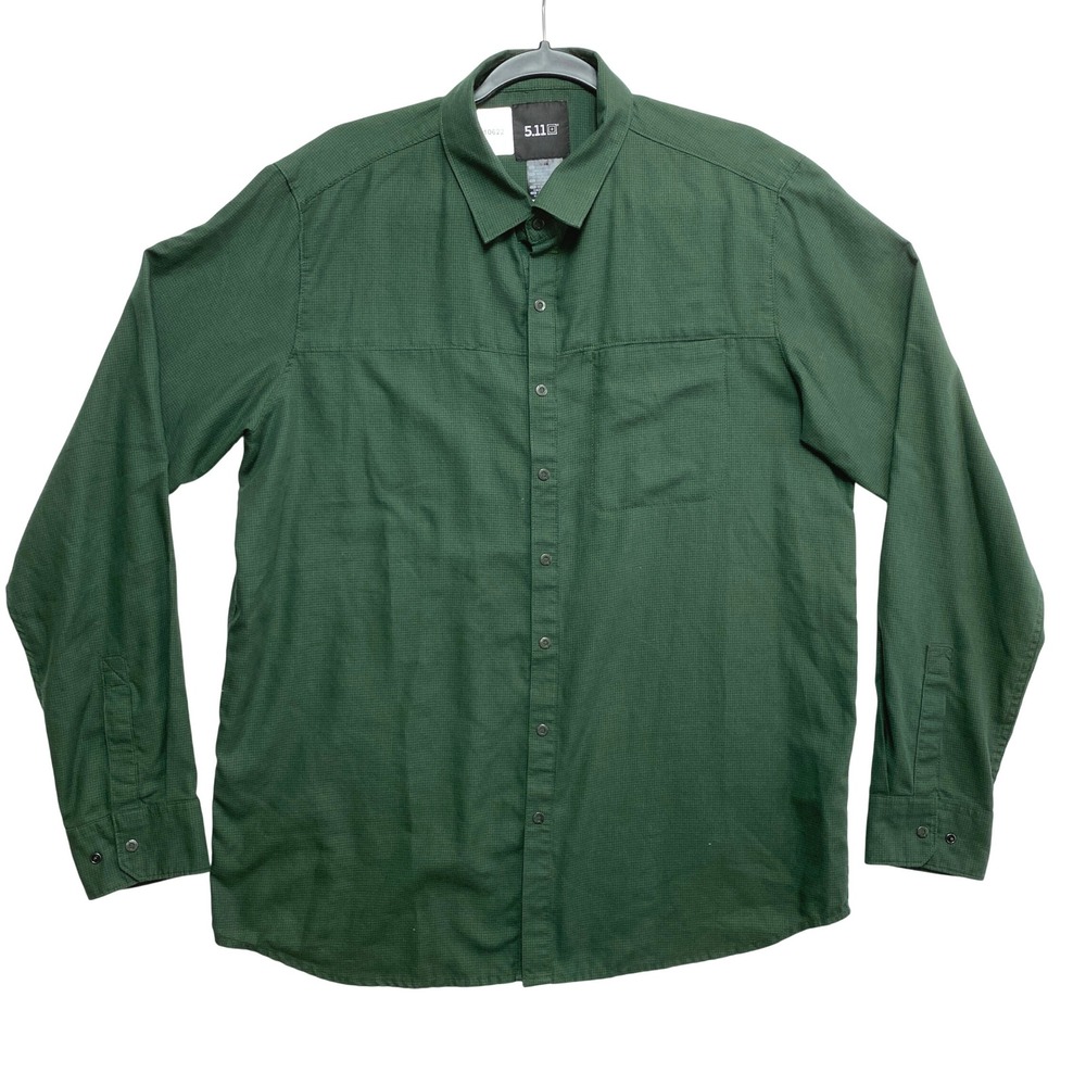 5.11 Tactical Shirt Mens M Green Long Sleeve Button Down Utility TLBLIN-4389-1